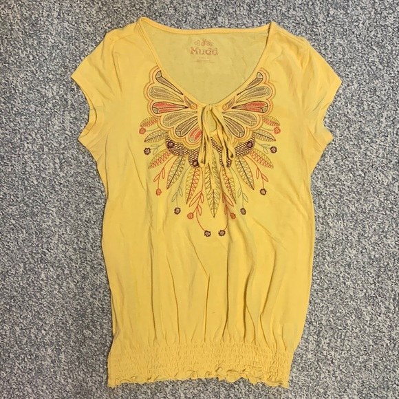 Y2K Mudd Yellow Embroidered Top - Picture 2 of 10